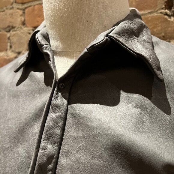 Carpe Diem Black Leather Shirt Jacket – Artisanal Handcrafted Italy (2001) - Picture 5 of 9